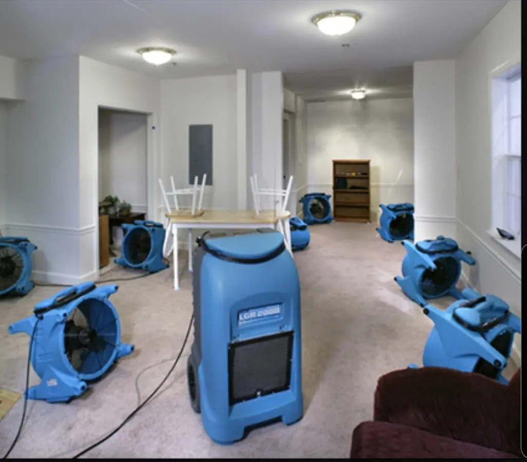 Air movers and dehumidifier setup for Water Damage Restoration in Cape Girardeau